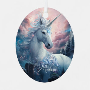 Adorno Metálico Nombre personalizado lindo unicornio
