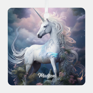 Adorno Metálico Nombre personalizado lindo unicornio
