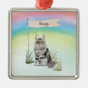 Adorno Metálico Nombre personalizado Maine Coon Cat Mascota