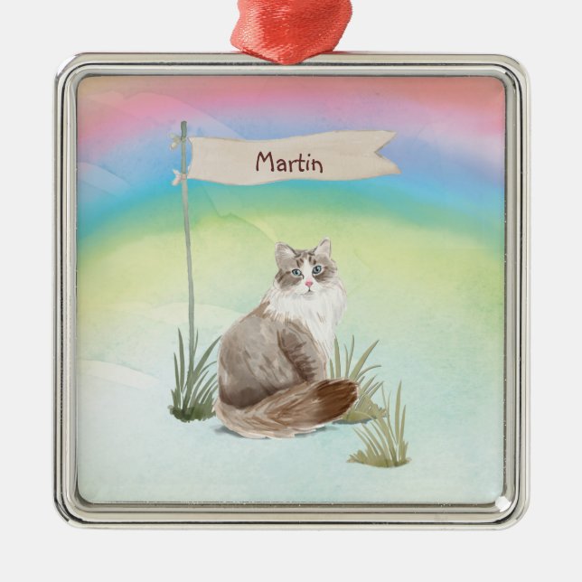 Adorno Metálico Nombre personalizado Mascota siberiano de gato (Frente)