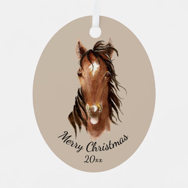 Adorno Metálico Nombre personalizado, monograma, caballo acuarela  (Anverso)