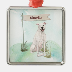 Adorno Metálico Nombre personalizado Perro Mascota americano Staff