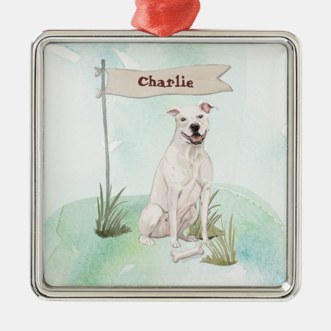 Adorno Metálico Nombre personalizado Perro Mascota americano Staff (Frente)