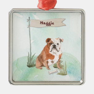 Adorno Metálico Nombre personalizado Perro Mascota de Bulldog ingl