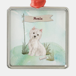 Adorno Metálico Nombre personalizado Perro Mascota Westie