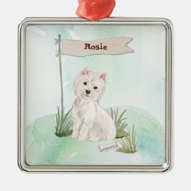 Adorno Metálico Nombre personalizado Perro Mascota Westie (Frente)