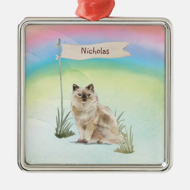 Adorno Metálico Nombre personalizado Ragdoll Cat Mascota (Frente)
