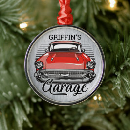 Adorno Metálico NOMBRE personalizado Retro Red Classic Car Garage