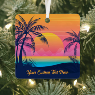 Adorno Metálico Nombre personalizado Sunset tropical