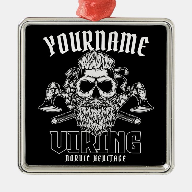 Adorno Metálico NOMBRE Personalizado Viking Nórdico Warrior Herita (Frente)