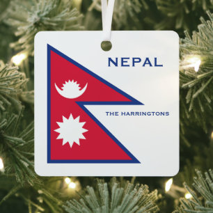 Adorno Metálico Nombre personalizado y texto bandera de Nepal