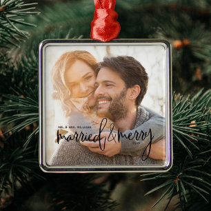 Adorno Metálico Nombre y fecha del guión elegante de casados y mor