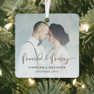 Adorno Metálico Nombres de casados y merry Foto superpuesta
