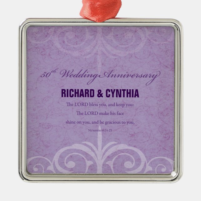 Adorno Metálico Nombres personalizados, 50 aniversario Boda a pare (Frente)