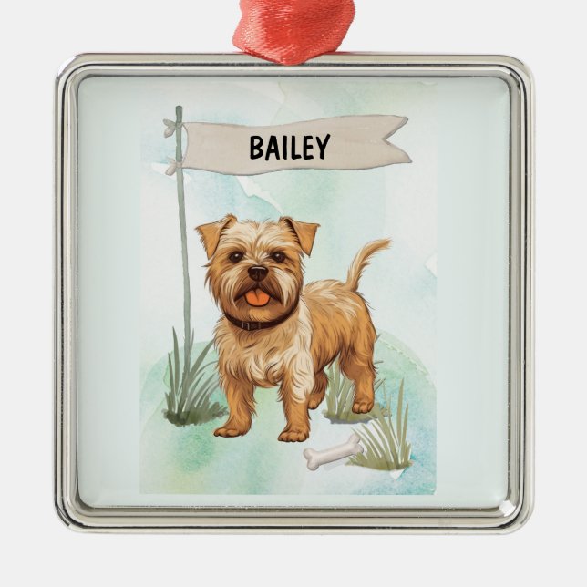 Adorno Metálico Norfolk Terrier Watercolor Personalized Dog (Frente)