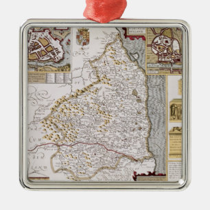 Adorno Metálico Northumberland, grabado por Jodocus Hondius