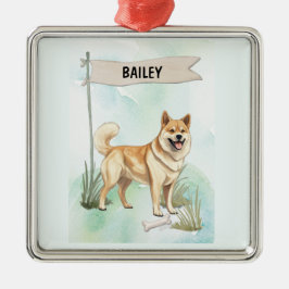 Adorno Metálico Norwegian Buhund Watercolor Personalized Dog