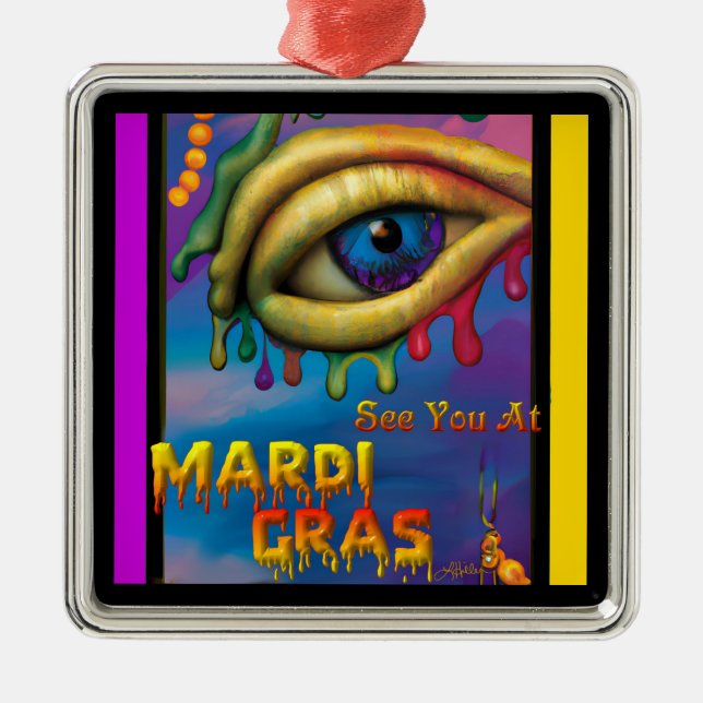 Adorno Metálico Nos Vemos En Mardi Gras Eye (Frente)