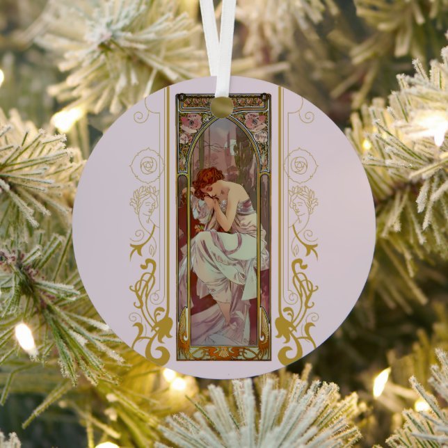 Adorno Metálico Noveau Art Alphonse Mucha Noche (in situ)