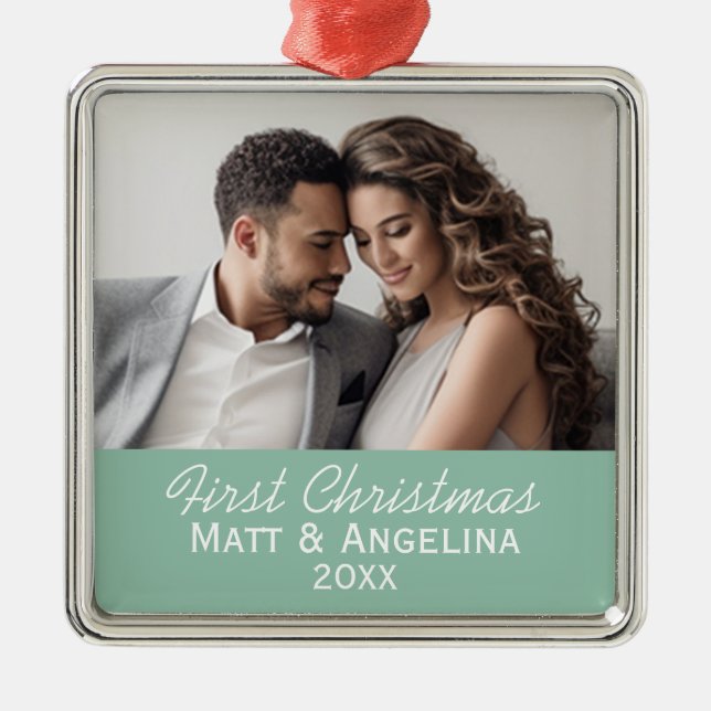 Adorno Metálico Nuestra primera foto de Navidad - Boda o compromis (Frente)