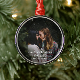 Adorno Metálico Nuestra primera foto de pareja de navidad comprome