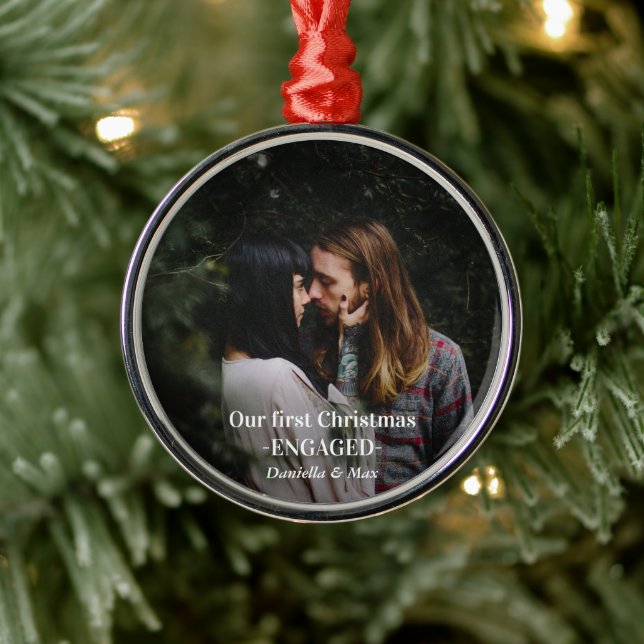 Adorno Metálico Nuestra primera foto de pareja de navidad comprome (Árbol)