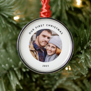 Adorno Metálico Nuestra primera foto de pareja en Navidad