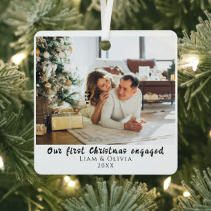 Adorno Metálico Nuestra primera foto de pareja mínima de Navidad c