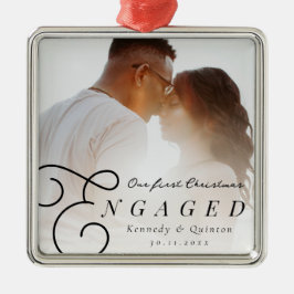 Adorno Metálico Nuestra primera foto mínima clásica de Navidad com