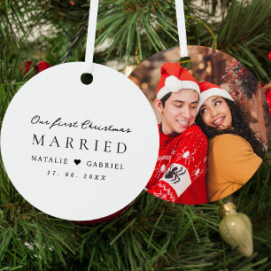 Adorno Metálico Nuestra Primera Navidad Casados Foto de recién cas