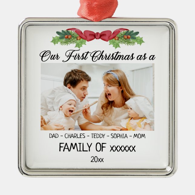 Adorno Metálico Nuestra primera Navidad como familia con foto Pers (Frente)