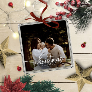 Adorno Metálico Nuestra Primera Navidad Como Familia De 3 Foto Ele