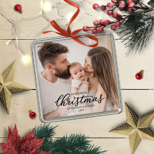 Adorno Metálico Nuestra primera Navidad como mamá y papá Foto de b
