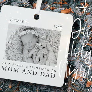 Adorno Metálico Nuestra primera Navidad como mamá y papá Moda mo