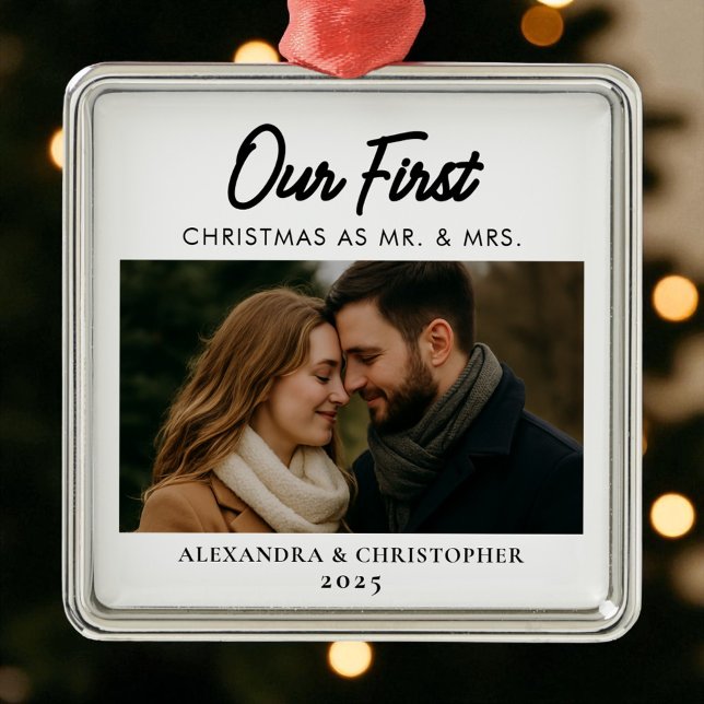 Adorno Metálico Nuestra primera Navidad como Mr. & Mrs Photo se ca (Subido por el creador)