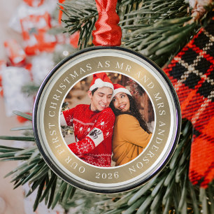 Adorno Metálico Nuestra primera Navidad como pareja Sr y Sra Foto