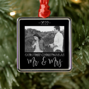 Adorno Metálico Nuestra primera Navidad como Sr. y Sra. Boda Coupl