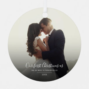 Adorno Metálico Nuestra primera Navidad como Sr. y Sra. Boda Foto