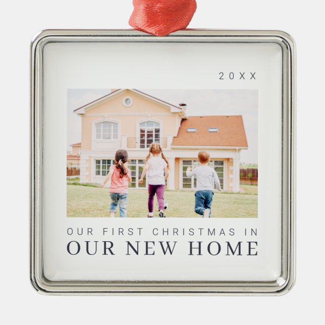 Adorno Metálico Nuestra Primera Navidad En Nuestro Nuevo Hogar Mod (Frente)