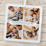 Adorno Metálico Nuestra Primera Navidad En Nuestro Nuevo Hogar Mod<br><div class="desc">El diseño está compuesto por una tipografía moderna de moda con fuentes sans serif y serif. Añade fotos personalizados de la familia y del nuevo hogar y año.</div>