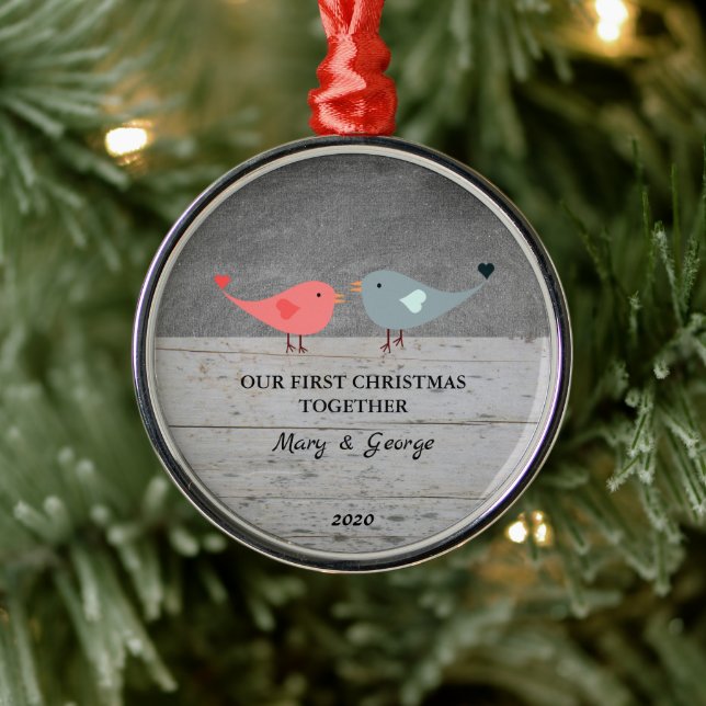 Adorno Metálico Nuestra primera Navidad juntos aman la madera de l (Árbol)