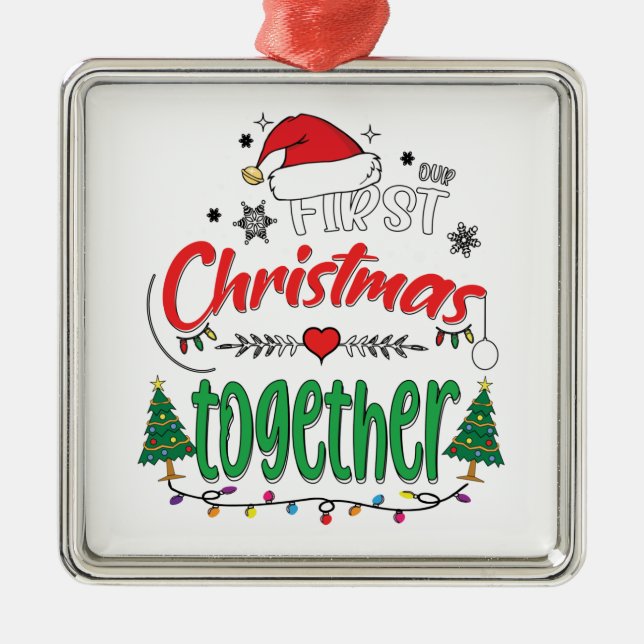 Adorno Metálico Nuestra primera Navidad juntos en pareja (Frente)