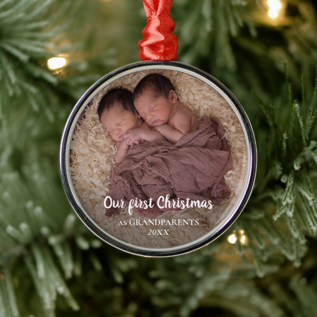 Adorno Metálico Nuestra primera Navidad, los abuelos, la foto del  (Árbol)