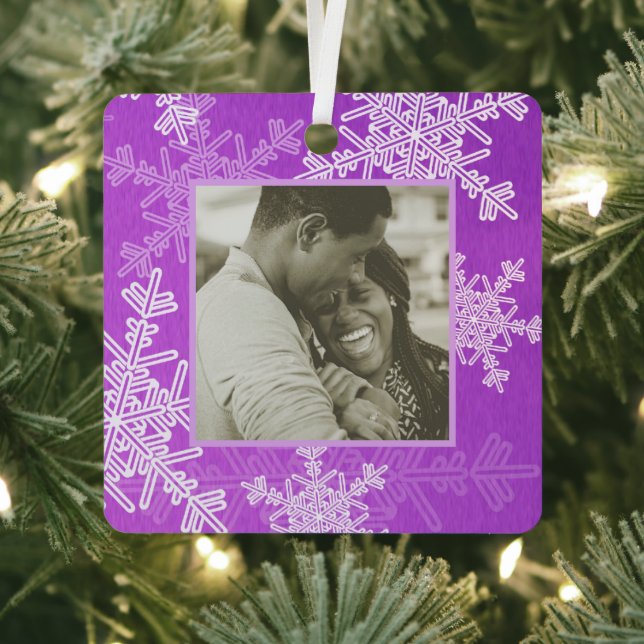 Adorno Metálico Nuestra primera Navidad Purple Snowflakes Minimali (in situ)