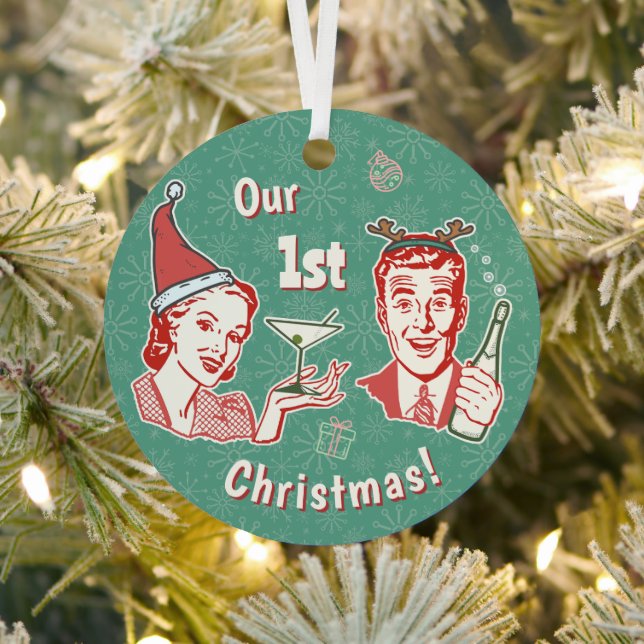 Adorno Metálico Nuestra primera Navidad retro esposa esposo del si (in situ)