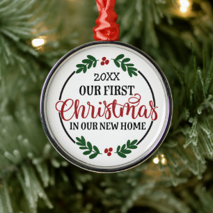 Adorno Metálico Nuestra primera nueva casa navideña