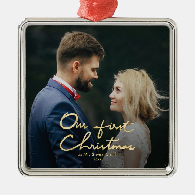 Adorno Metálico Nuestro navidad elegante del Relieve metalizado (Frente)