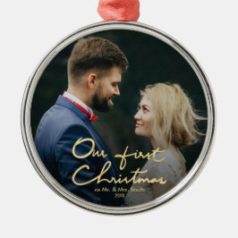 Adorno Metálico Nuestro navidad Mano-Indicado con letras elegante