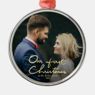 Adorno Metálico Nuestro navidad Mano-Indicado con letras elegante