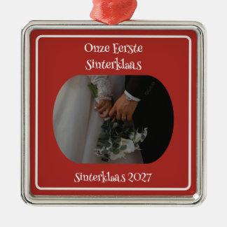 Adorno Metálico Nuestro Primer Ornament de Sinterklaas con Foto
